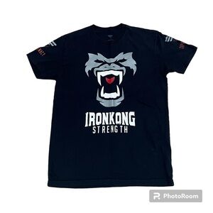 Black IRONKONG Strength short sleeved T shirt, King Kong graphic, M.